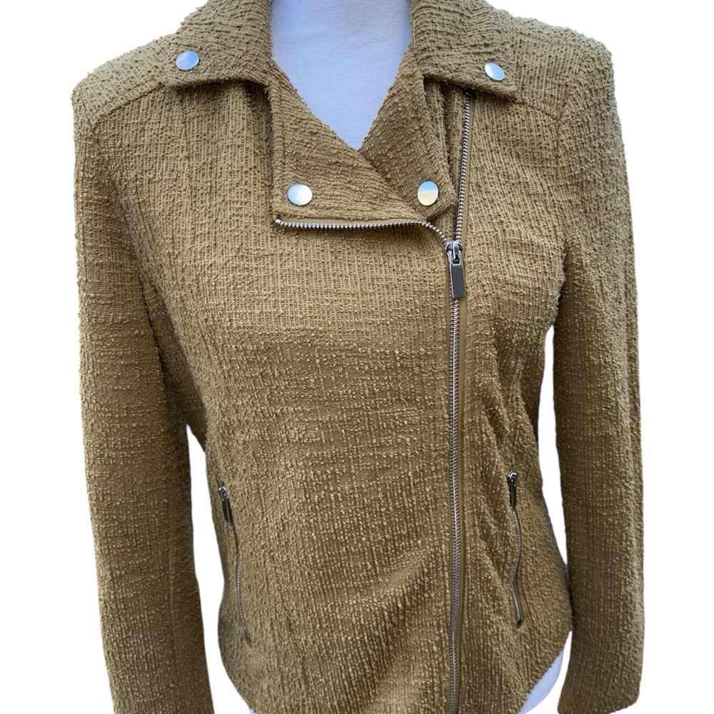 Nine West Textured Moto "Green Oliv " Blazer workwear size S